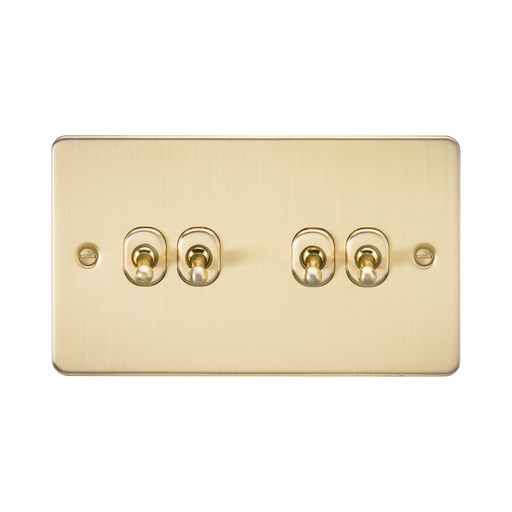 Knightsbridge Flat Plate Brushed Brass 10AX 4G Toggle Switch FP4TOGBB - product view