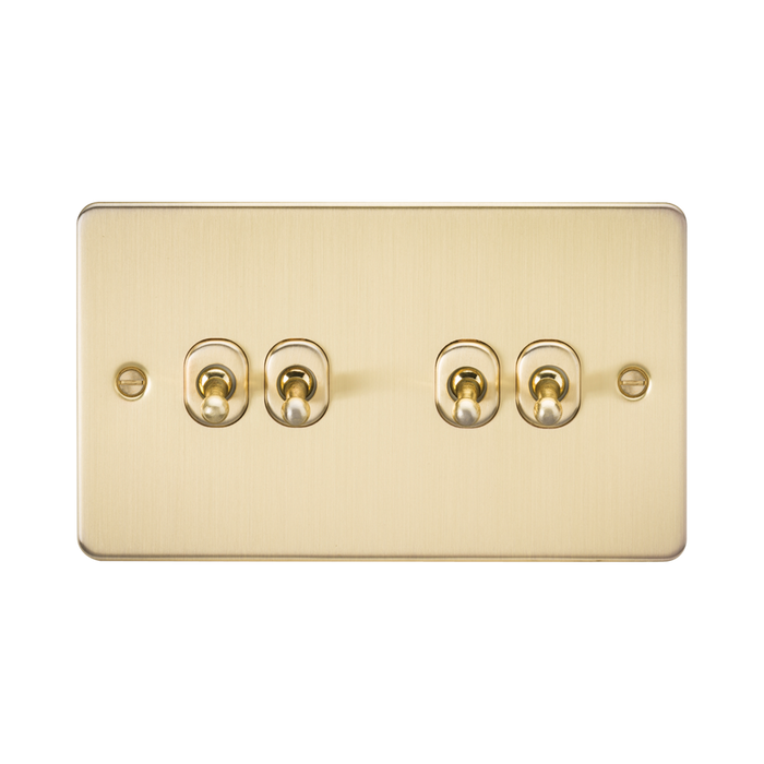 Knightsbridge Flat Plate Brushed Brass 10AX 4G Toggle Switch FP4TOGBB - product view