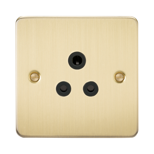 Knightsbridge Flat Plate Brushed Brass 5A Unswitched Socket FP5ABB - product view