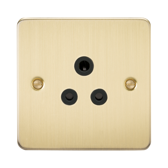 Knightsbridge Flat Plate Brushed Brass 5A Unswitched Socket FP5ABB - product view