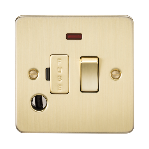 Knightsbridge Flat Plate Brushed Brass 13A Switched Fused Spur with Neon and Flex Outlet FP6300FBB - product view