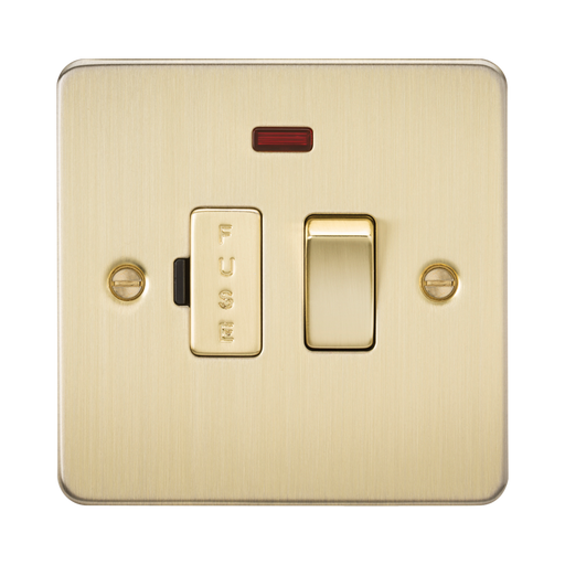 Knightsbridge Flat Plate Brushed Brass 13A Switched Fused Spur with Neon FP6300NBB - product view