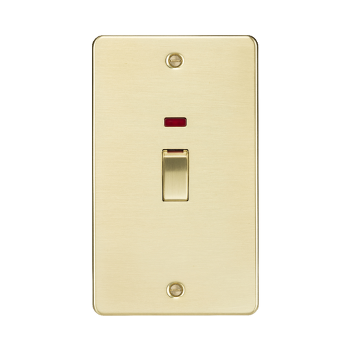 Knightsbridge Flat Plate Brushed Brass 45A DP Switch with Neon FP82MNBB - product view