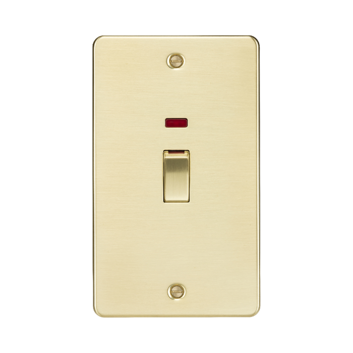 Knightsbridge Flat Plate Brushed Brass 45A DP Switch with Neon FP82MNBB - product view