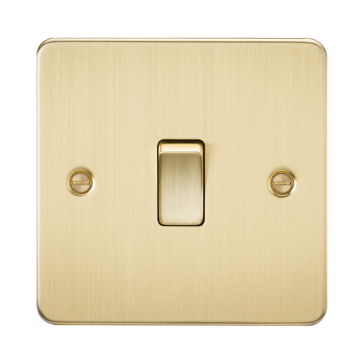 Knightsbridge Flat Plate Brushed Brass 20A 1G DP Switch FP8341BB - product view