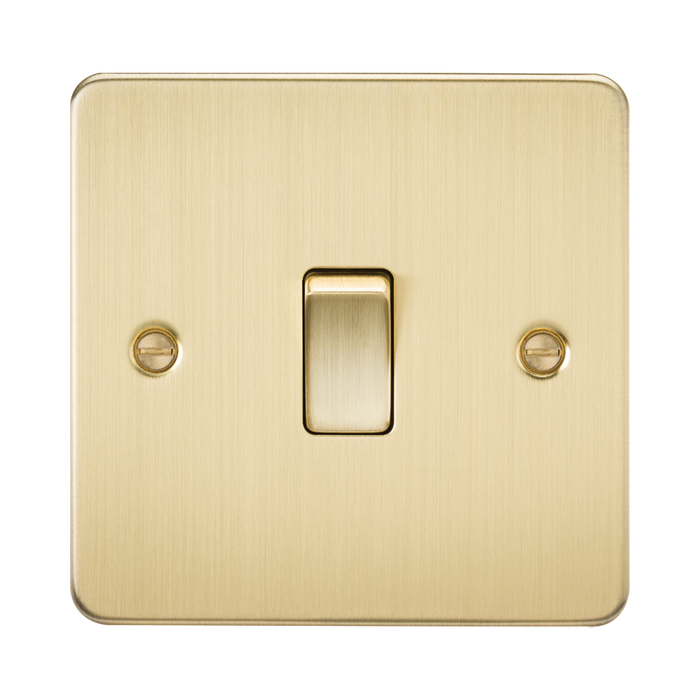 Knightsbridge Flat Plate Brushed Brass 20A 1G DP Switch FP8341BB - product view