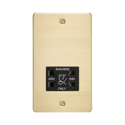 Knightsbridge Flat Plate Brushed Brass Dual Voltage Shaver Socket FP8900BB - product view