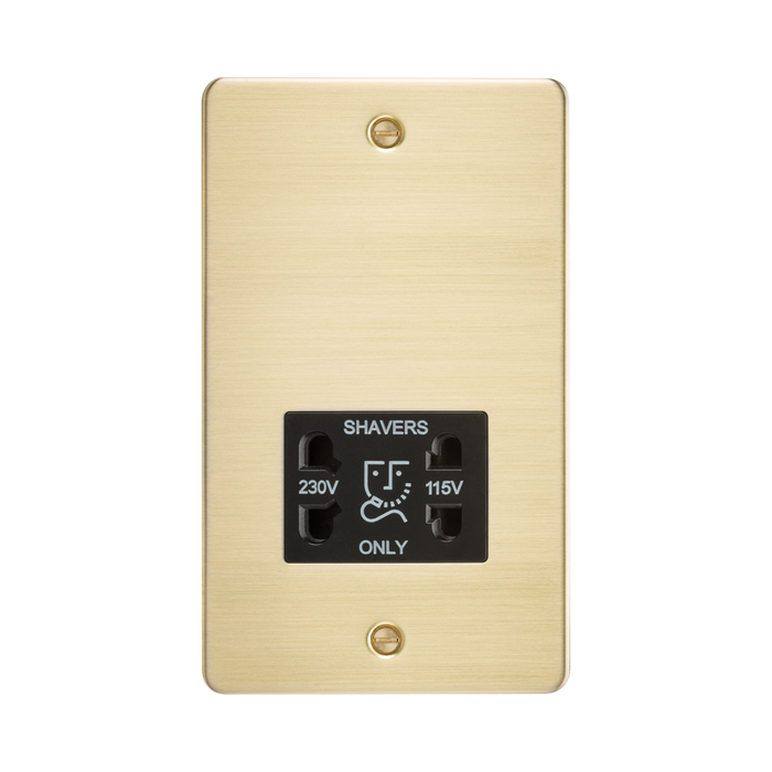 Knightsbridge Flat Plate Brushed Brass Dual Voltage Shaver Socket FP8900BB - product view