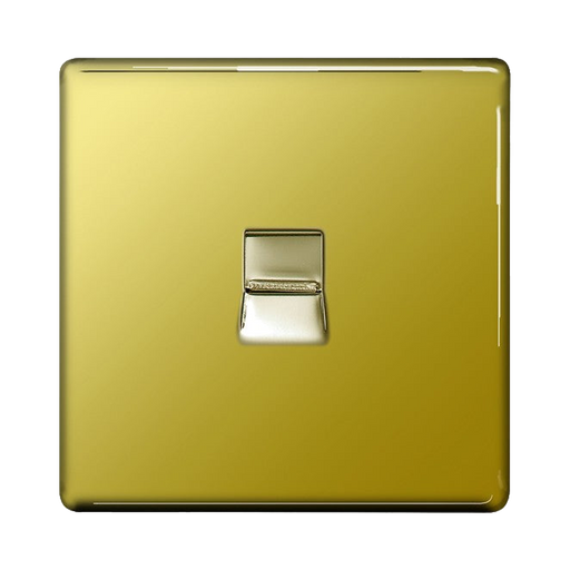 BG Screwless Flatplat Polished Brass Telephone Socket FPBBTS1