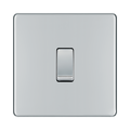 Front view of BG Nexus Screwless Polished Chrome 1G 2W Light Switch