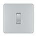 Front view of BG Nexus Screwless Polished Chrome 1G 2W Light Switch