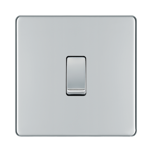 Front view of BG Nexus Screwless Polished Chrome Intermediate Light Switch