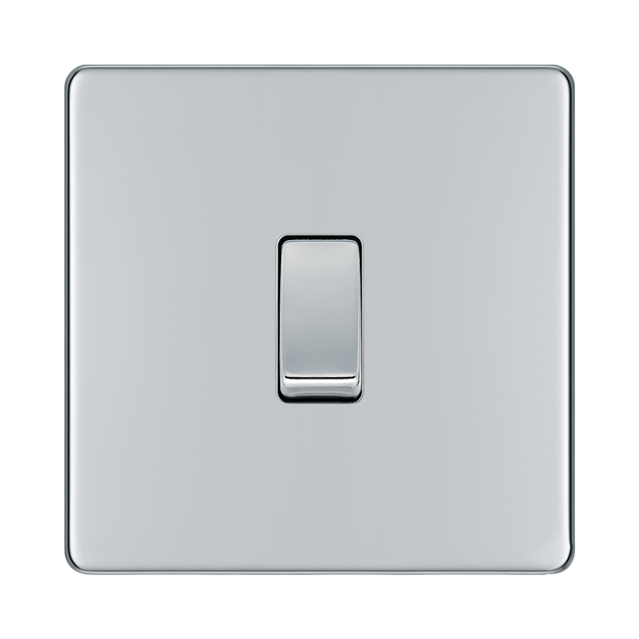 Front view of BG Nexus Screwless Polished Chrome Intermediate Light Switch