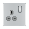 Front view of BG Nexus Screwless Polished Chrome 13A Single Socket