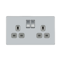 Front view of BG Nexus Screwless Polished Chrome 13A Double Socket