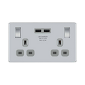 BG Nexus Screwless Polished Chrome 13A Double USB Socket FPC22U3G