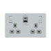 Front view of BG Nexus Screwless Polished Chrome 13A Double USB Socket 22W A+C Ports
