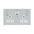 Front view of BG Nexus Screwless Polished Chrome 13A Double USB Socket 22W A+C Ports