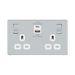 Front view of BG Nexus Screwless Polished Chrome 13A Double USB Socket 22W A+C Ports