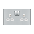Front view of BG Nexus Screwless Polished Chrome 13A Double Socket