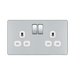 Front view of BG Nexus Screwless Polished Chrome 13A Double Socket