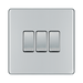 Front view of BG Nexus Screwless Polished Chrome 3G 2W Light Switch