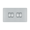 Front view of BG Nexus Screwless Polished Chrome 4G 2W Light Switch