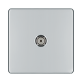 Front view of BG Nexus Screwless Polished Chrome Co-axial Socket
