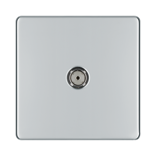 Front view of BG Nexus Screwless Polished Chrome Co-axial Socket