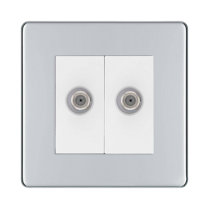 BG Nexus Screwless Polished Chrome Double Satellite Socket FPC642W