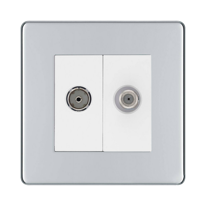 BG Nexus Screwless Polished Chrome TV & Satellite Socket FPC65W