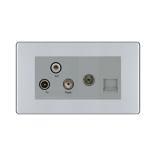 BG Nexus Screwless Polished Chrome Combination TV Socket FPC68G