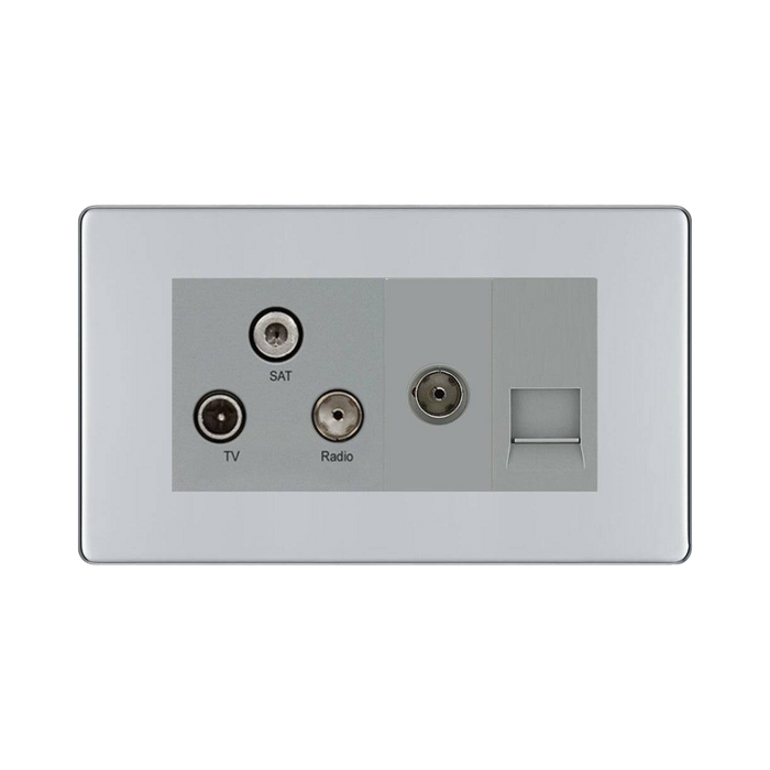BG Nexus Screwless Polished Chrome Combination TV Socket FPC68G