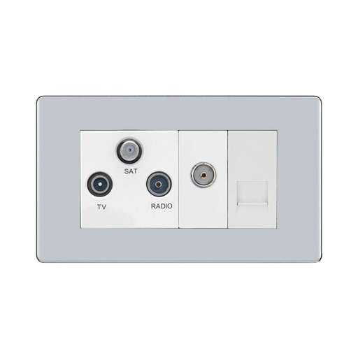 BG Nexus Screwless Polished Chrome Combination TV Socket FPC68W