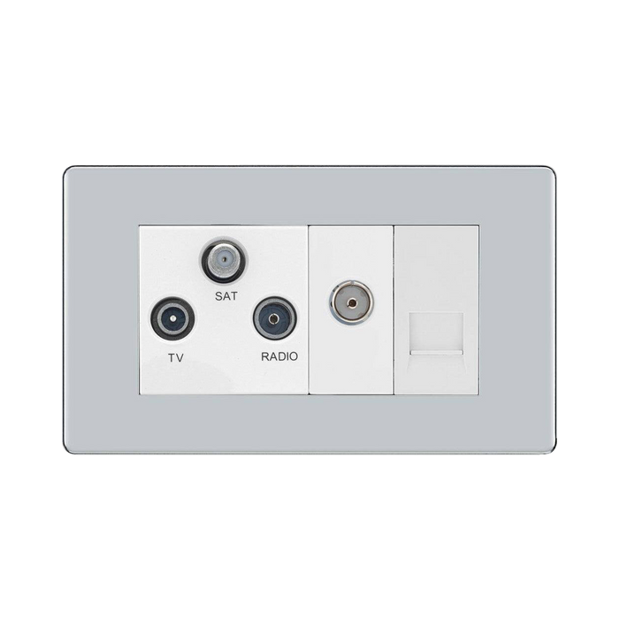 BG Nexus Screwless Polished Chrome Combination TV Socket FPC68W