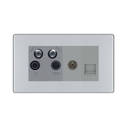BG Nexus Screwless Polished Chrome Combination TV Socket FPC69G