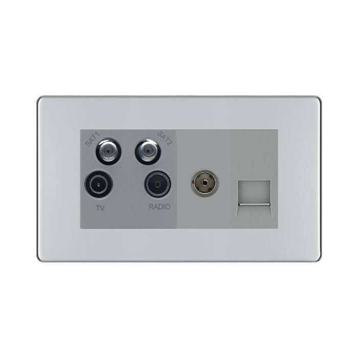 BG Nexus Screwless Polished Chrome Combination TV Socket FPC69G