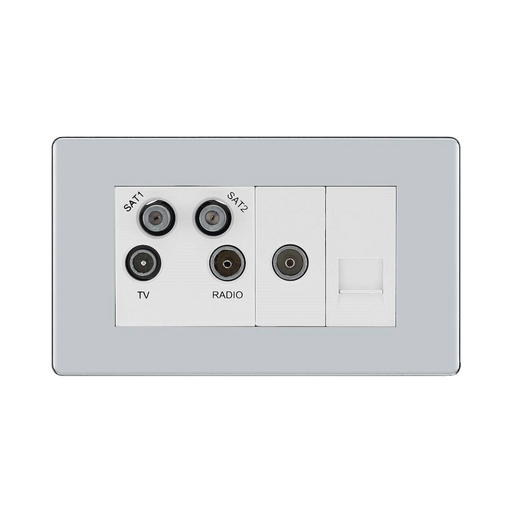 BG Nexus Screwless Polished Chrome Combination TV Socket FPC69W