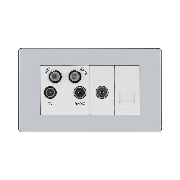BG Nexus Screwless Polished Chrome Combination TV Socket FPC69W