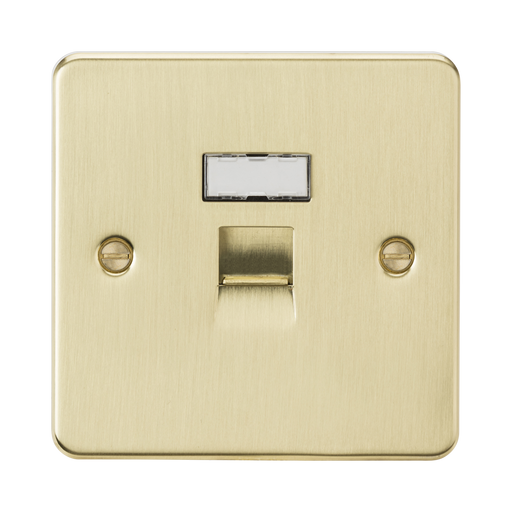 Knightsbridge Flat Plate Brushed Brass CAT6a RJ45 Network Outlet FPC6BB - product view
