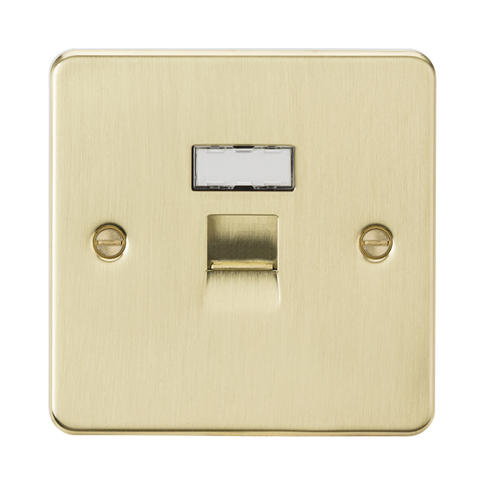 Knightsbridge Flat Plate Brushed Brass CAT6a RJ45 Network Outlet FPC6BB - product view