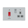 Front view of BG Nexus Screwless Polished Chrome Cooker Switch with 13A Socket