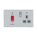 Front view of BG Nexus Screwless Polished Chrome Cooker Switch with 13A Socket
