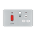 Front view of BG Nexus Screwless Polished Chrome Cooker Switch with 13A Socket