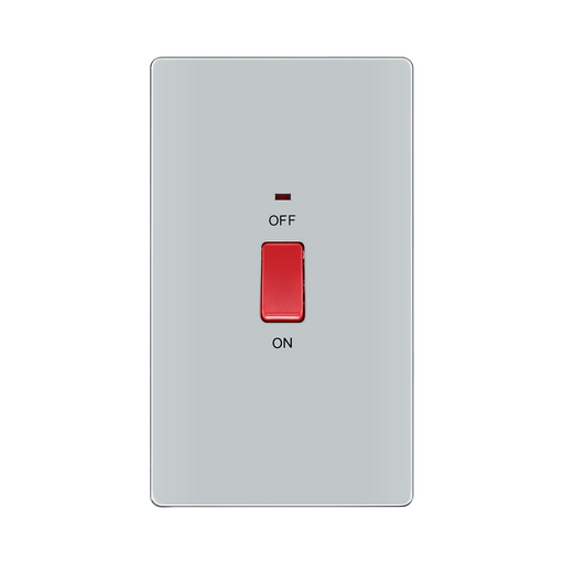 Front view of BG Nexus Screwless Polished Chrome 45A Cooker Switch
