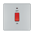 Front view of BG Nexus Screwless Polished Chrome 45A Cooker Switch