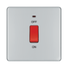 Front view of BG Nexus Screwless Polished Chrome 45A Cooker Switch