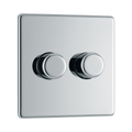 Front view of BG Nexus Screwless Polished Chrome 2G Dimmer Switch
