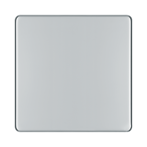 Front view of BG Nexus Screwless Polished Chrome Single Blank Plate