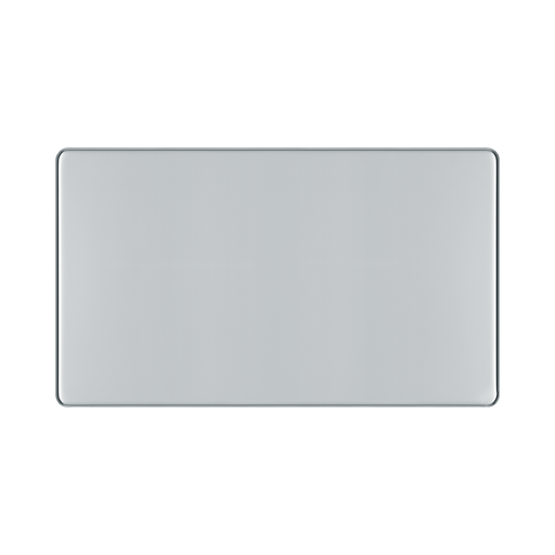 Front view of BG Nexus Screwless Polished Chrome Double Blank Plate